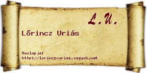 Lőrincz Uriás névjegykártya